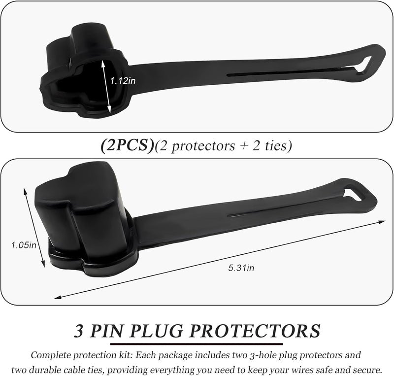 NYTKL 2PCS 3 Prong Plug Protector, Waterproof Electrical Plug Protector for Engine Block Heater Cords, Weatherproof Extension Cord End Cover Safety Caps for 120-Volt Plugs - Image 2